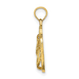 14k Yellow Gold Flip Flop Pendant, Textured Beach Charm, Summer Travel Jewelry
