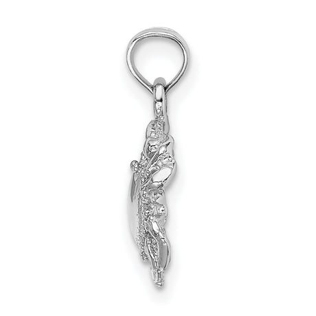 14k White Gold Crab Pendant, Cancer Zodiac Symbol, Coastal and Nautical Theme