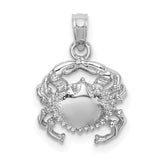 14k White Gold Crab Pendant, Cancer Zodiac Symbol, Coastal and Nautical Theme