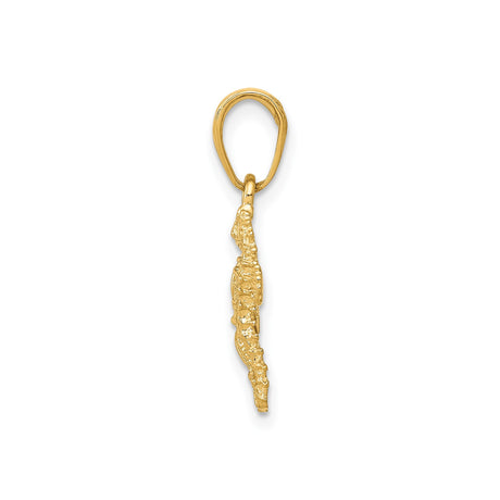 14k Yellow Gold Pendant with Seahorse and Starfish, Ocean and Nautical Theme