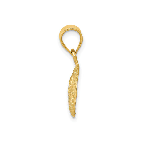 14k Yellow Gold Sand Dollar Pendant with Textured Finish and Cutout Design