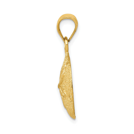 14k Yellow Gold Sand Dollar Pendant with Textured Finish and Star Design