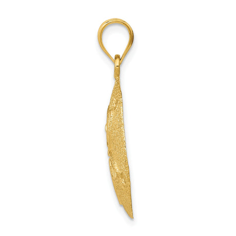 14k Yellow Gold Sand Dollar Pendant with Star Design, Nautical Beach Charm for Women
