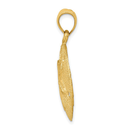 14k Yellow Gold Sand Dollar Pendant with Star Pattern, Nautical Beach Charm for Women