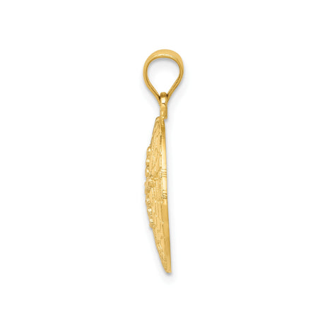 14k Multi-Tone Gold Sand Dollar Pendant, Textured Ocean Charm for Women