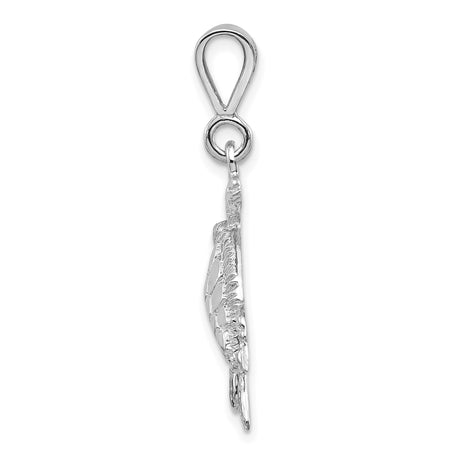 14k White Gold Sea Turtle Pendant with Detailed Shell and Flippers, Nautical Marine Life Charm