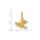14k Yellow Gold Frog Pendant, Textured Animal Charm with Symbolic Nature-Inspired Design