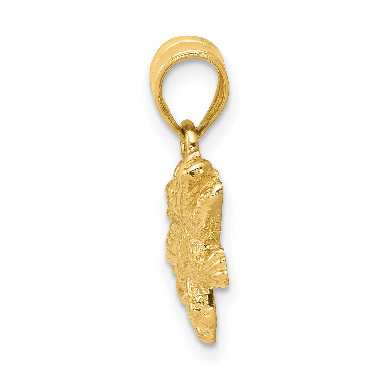 14k Yellow Gold Alligator Pendant, Solid Reptile Charm with Realistic Detail, Nature Symbol for Men