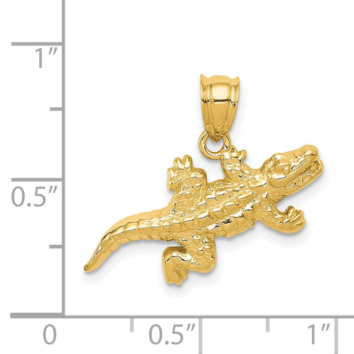 14k Yellow Gold Alligator Pendant, Solid Reptile Charm with Realistic Detail, Nature Symbol for Men