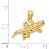 14k Yellow Gold Alligator Pendant, Solid Reptile Charm with Realistic Detail, Nature Symbol for Men