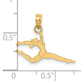 14k Yellow Gold Gymnast Pendant, Leaping Female Athlete Symbolizing Grace and Strength