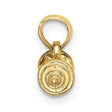 14k Yellow Gold Barbell Pendant, Solid Fitness Jewelry with Weightlifting Bar Design for Men and Women