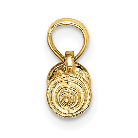 14k Yellow Gold Barbell Pendant, Solid Fitness Jewelry with Weightlifting Bar Design for Men and Women