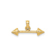 14k Yellow Gold Barbell Pendant, Solid Fitness Jewelry with Weightlifting Bar Design for Men and Women
