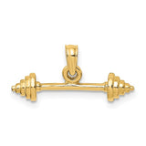 14k Yellow Gold Barbell Pendant, Solid Fitness Jewelry with Weightlifting Bar Design for Men and Women