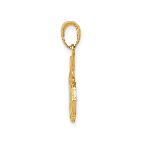 14k Yellow Gold Soccer Pendant with Cleat Kicking Ball, Athletic Sports Charm