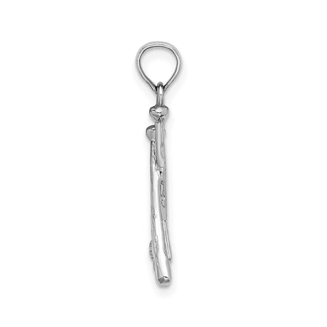 14k White Gold Baseball Pendant with Crossed Bats and Ball Design, Sports Charm for Men or Youth