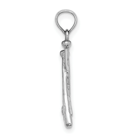 14k White Gold Baseball Pendant with Crossed Bats and Ball, Sports Charm for Men and Women
