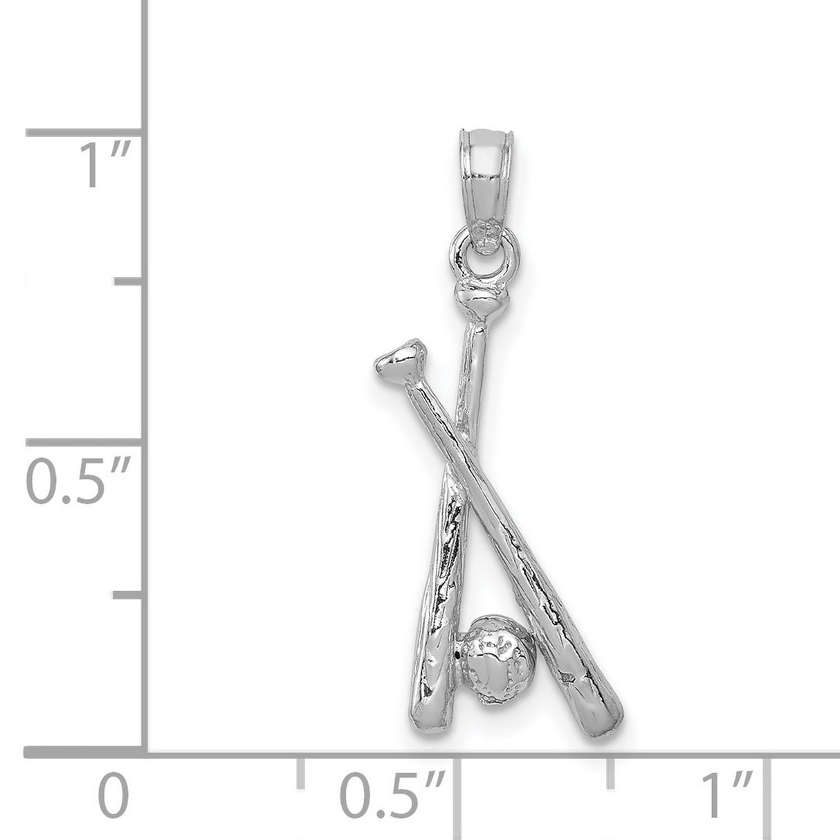 14k White Gold Baseball Pendant with Crossed Bats and Ball, Sports Charm for Men and Women