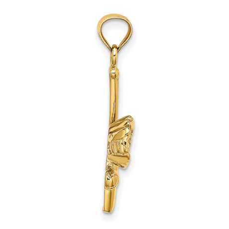 14k Yellow Gold Baseball Pendant with Glove, Bat and Ball Design