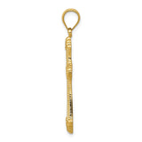 14k Yellow Gold Cross Pendant with Fleur De Lis and Textured Beading, Vintage Religious Charm
