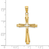 Flared Latin Cross Charm Pendant in Real 14k Yellow Gold