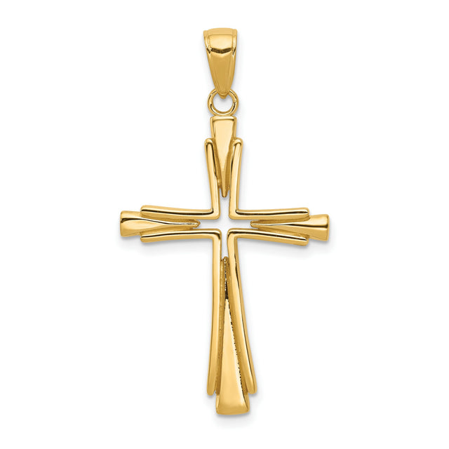 Flared Latin Cross Charm Pendant in Real 14k Yellow Gold