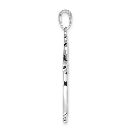 14k White Gold Cross Pendant with Modern Layered Design and Polished Finish for Men and Women