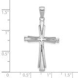 14k White Gold Cross Pendant with Modern Layered Design and Polished Finish for Men and Women