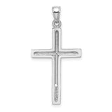 14k White Gold Cross Pendant, Minimalist Polished Religious Charm for Men and Women