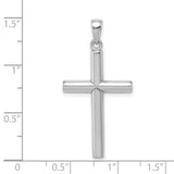 14k White Gold Cross Pendant, Minimalist Polished Religious Charm for Men and Women