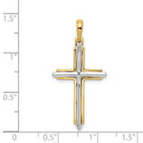 Latin Cross Charm Pendant in Real 14k Multi-Tone Gold