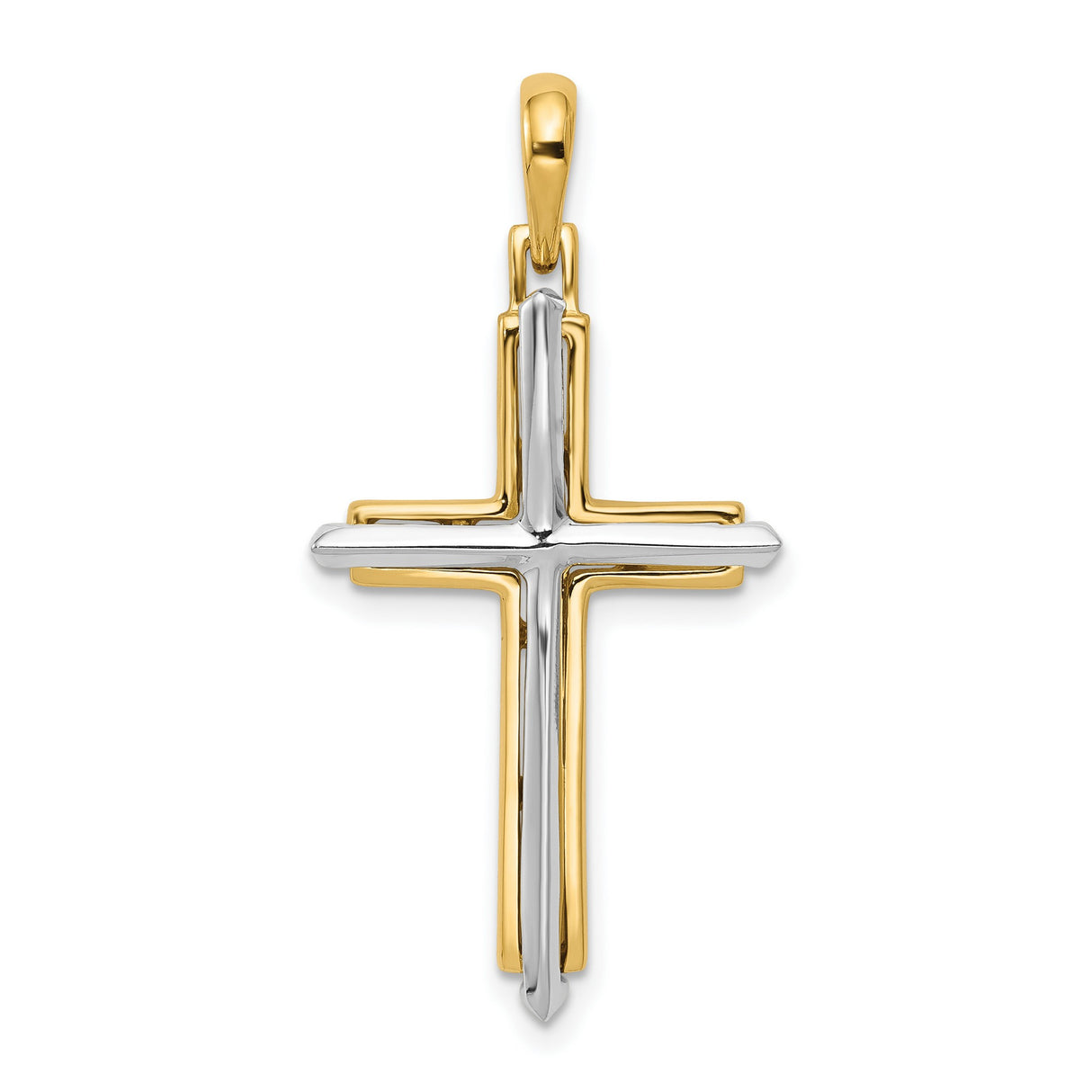 Latin Cross Charm Pendant in Real 14k Multi-Tone Gold