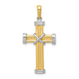 Latin Cross With Capped Ends Charm Pendant in Real 14k Multi-Tone Gold