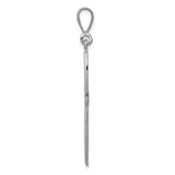 Ribbon Style Passion Cross Charm Pendant in Real 14k White Gold