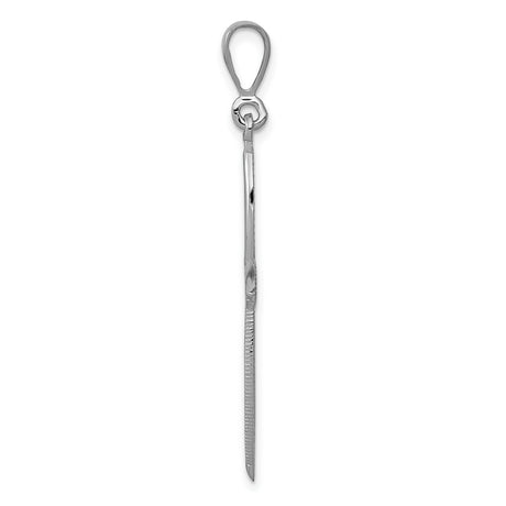 Ribbon Style Passion Cross Charm Pendant in Real 14k White Gold