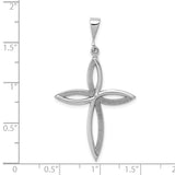 Ribbon Style Passion Cross Charm Pendant in Real 14k White Gold