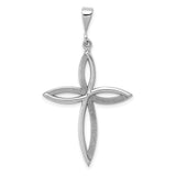 Ribbon Style Passion Cross Charm Pendant in Real 14k White Gold