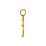 14k Yellow Gold Budded Cross Pendant with Fleur Tips and Bark Texture