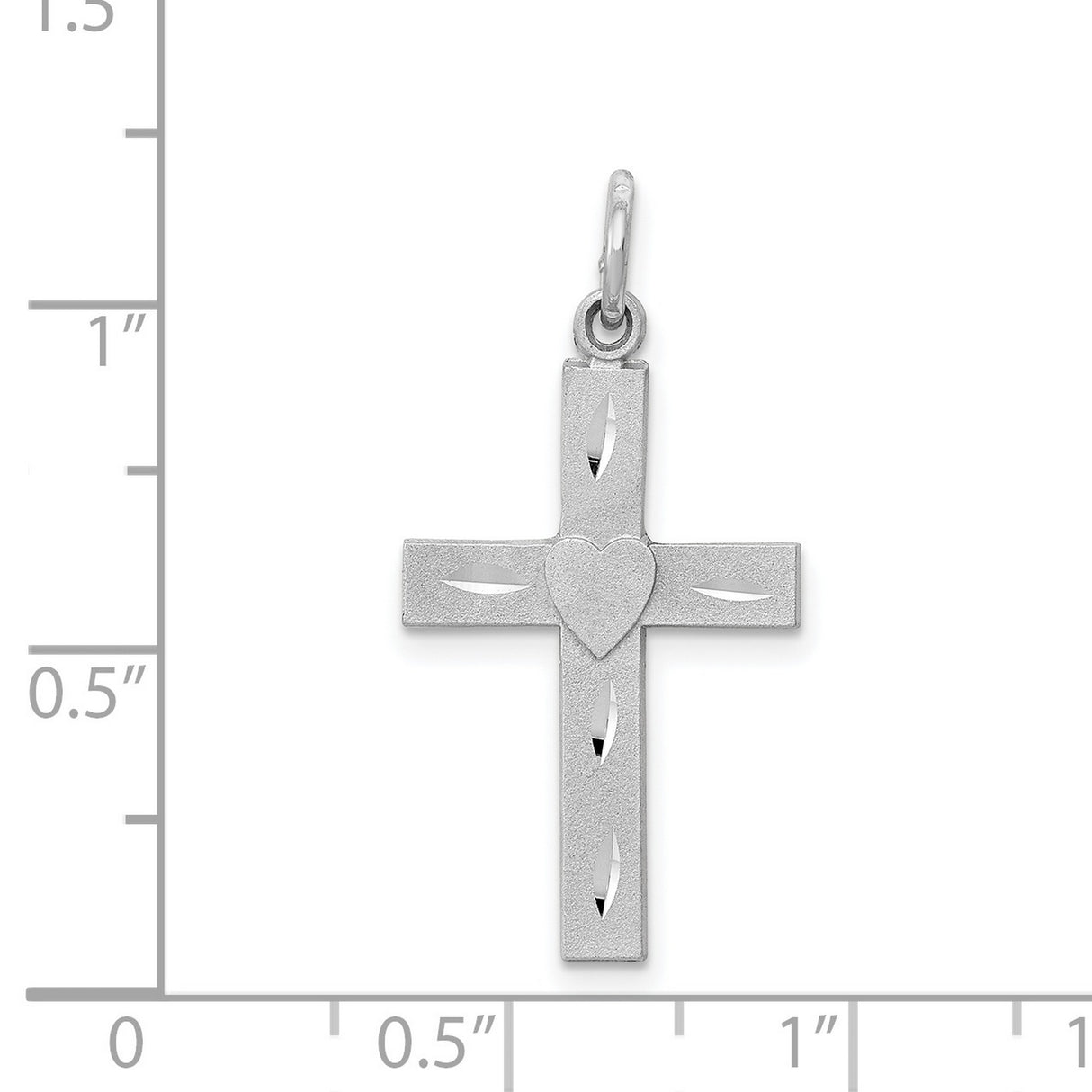 Diamond-Cut Latin Cross Charm Pendant in Real 14k White Gold