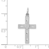 Diamond-Cut Latin Cross Charm Pendant in Real 14k White Gold