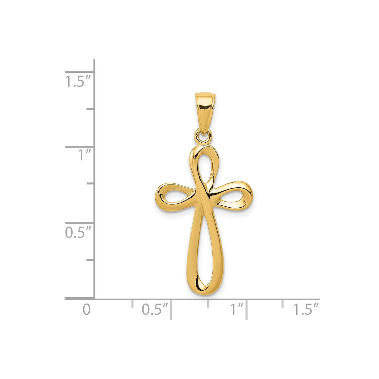 14k Yellow Gold Reversible Latin Cross Pendant with Smooth Edge and Mirror Finish