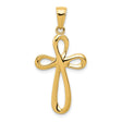 14k Yellow Gold Reversible Latin Cross Pendant with Smooth Edge and Mirror Finish