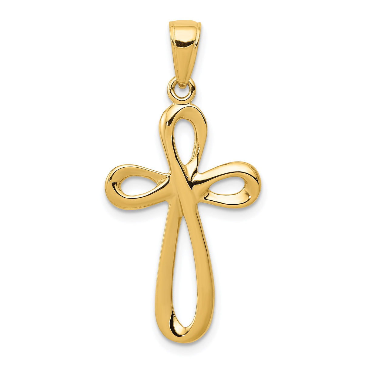 14k Yellow Gold Reversible Latin Cross Pendant with Smooth Edge and Mirror Finish