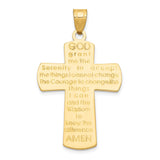 14k Yellow Gold Reversible Latin Cross Pendant with Polished and Brushed Finish