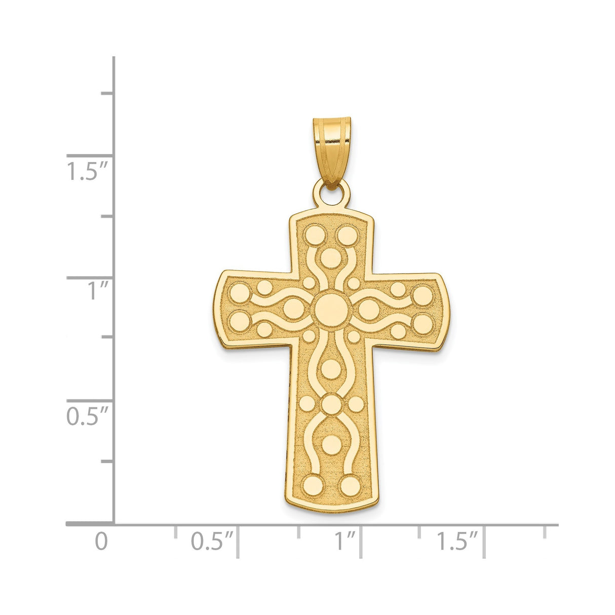 14k Yellow Gold Reversible Latin Cross Pendant with Polished and Brushed Finish