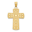 14k Yellow Gold Reversible Latin Cross Pendant with Polished and Brushed Finish