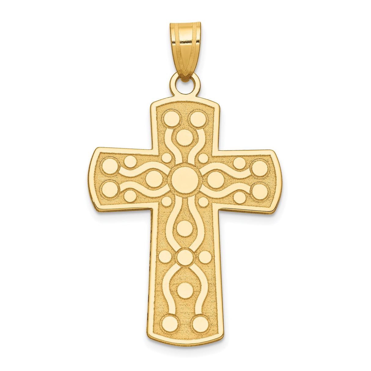 14k Yellow Gold Reversible Latin Cross Pendant with Polished and Brushed Finish