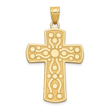 14k Yellow Gold Reversible Latin Cross Pendant with Polished and Brushed Finish
