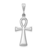 14k White Gold Ankh Pendant, Reversible Egyptian Cross, Smooth Mirror Finish, Spiritual Charm